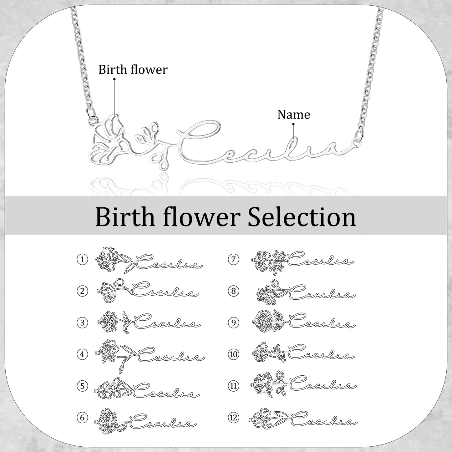 customized Name Birthflower Necklace