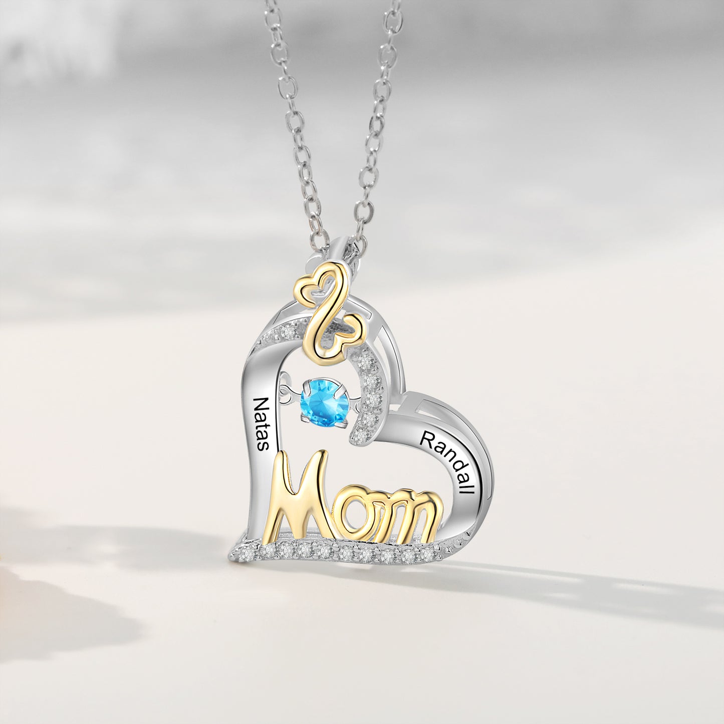 Custom Heart Necklace with Mom