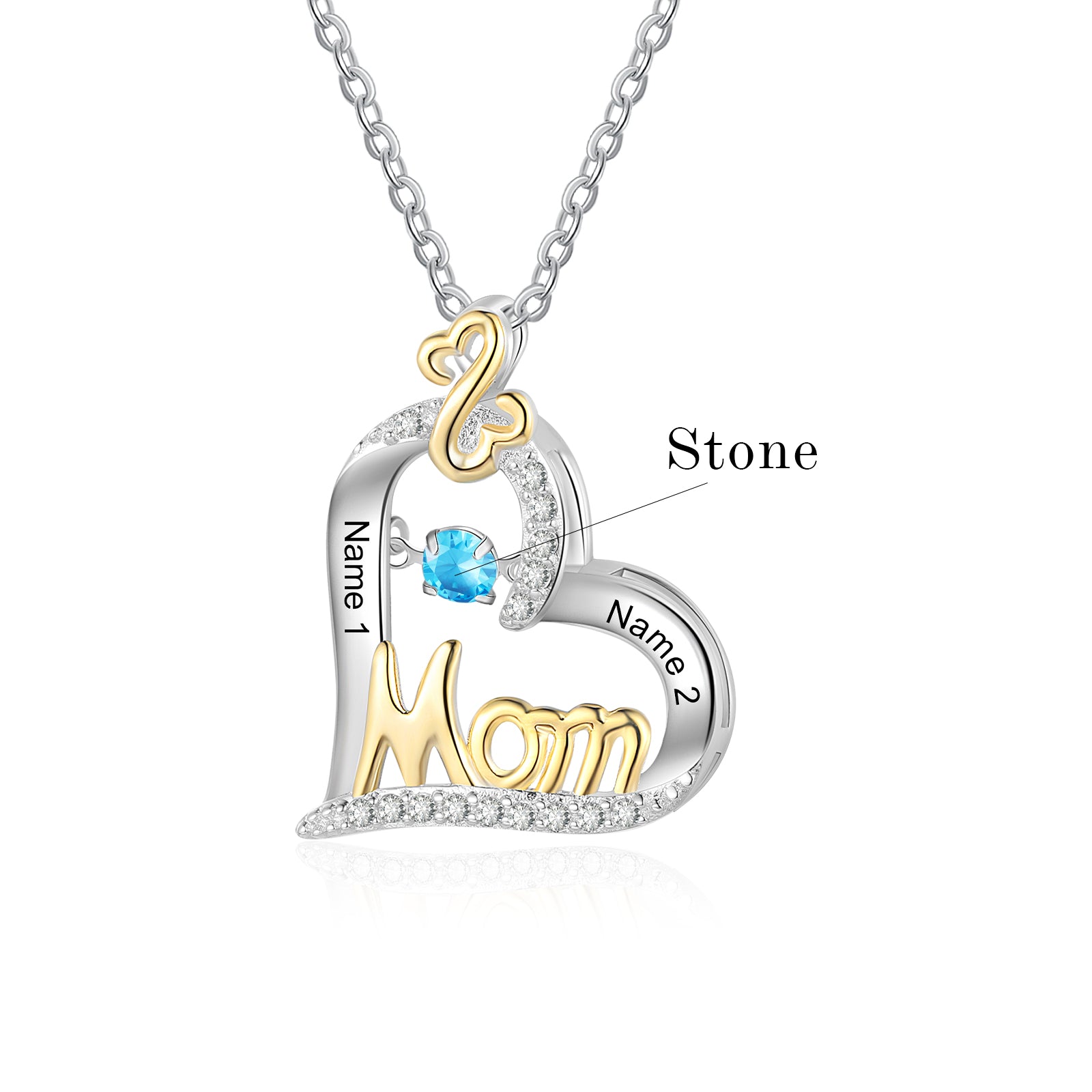 Custom Heart Necklace with Mom