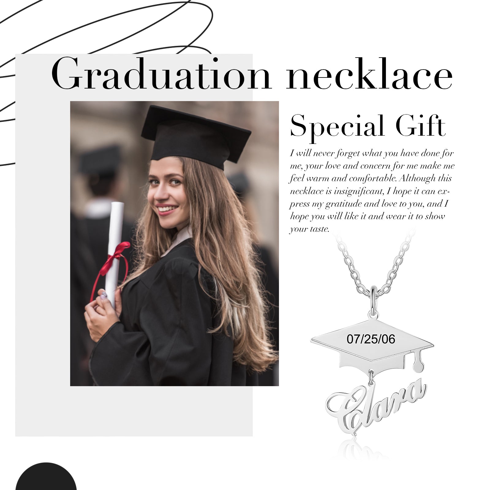 Graduation Hat Name Necklace
