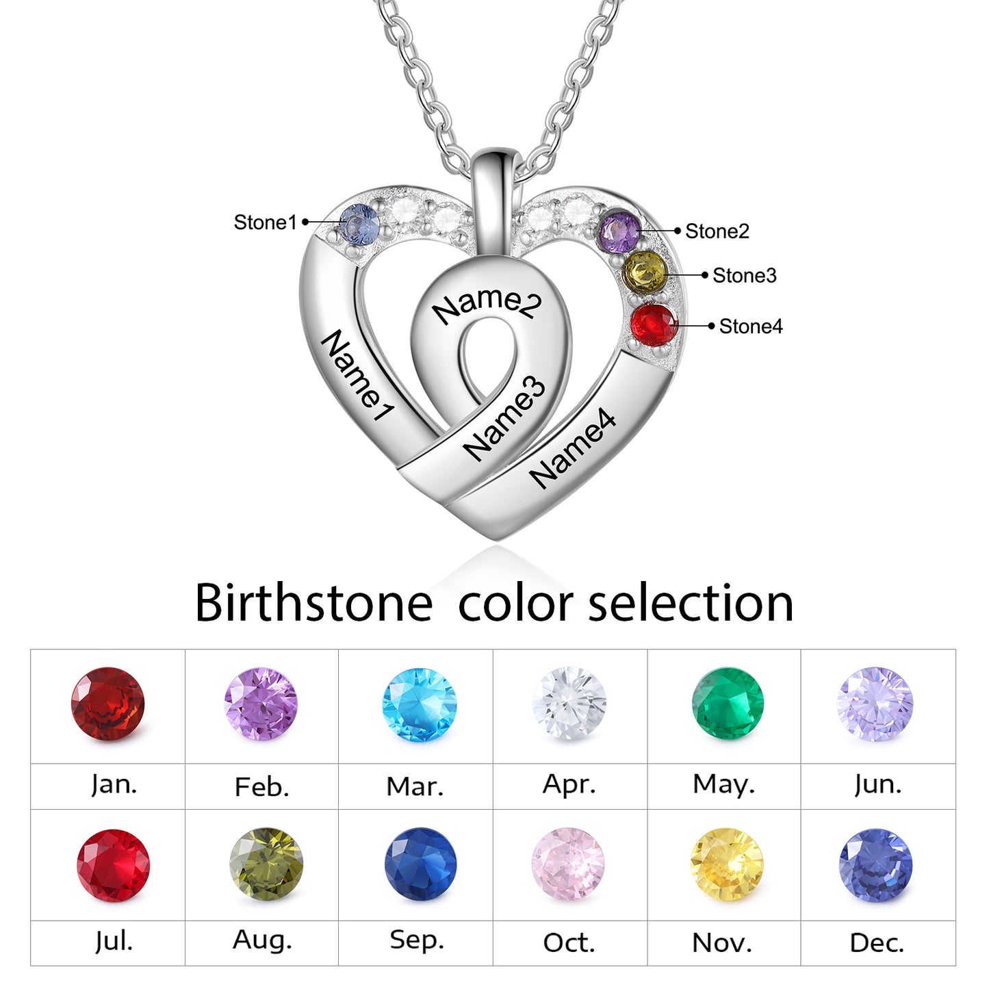 Heart Birthstone Necklace