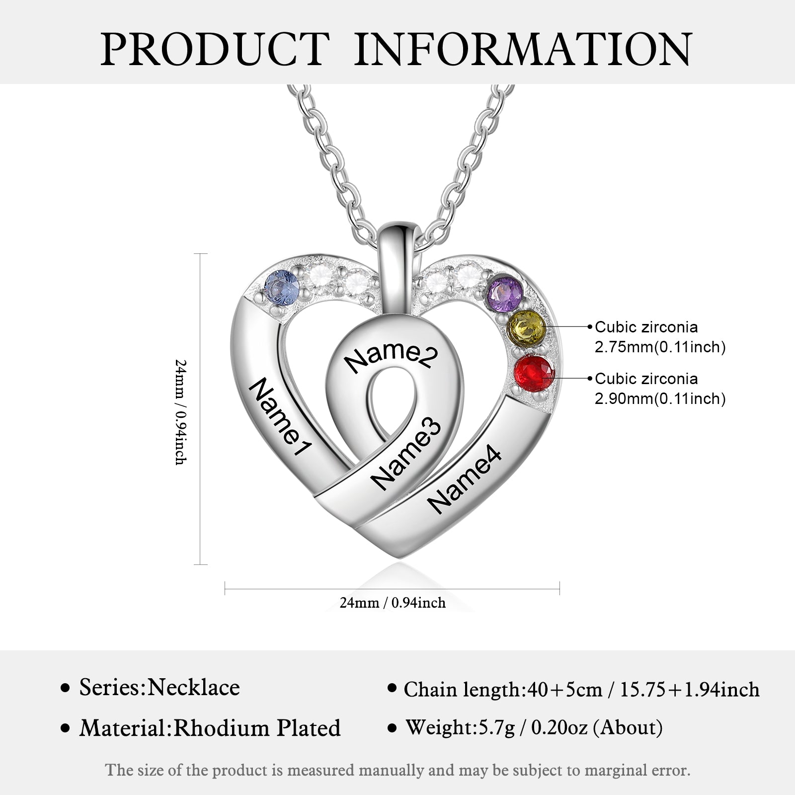 Heart Birthstone Necklace