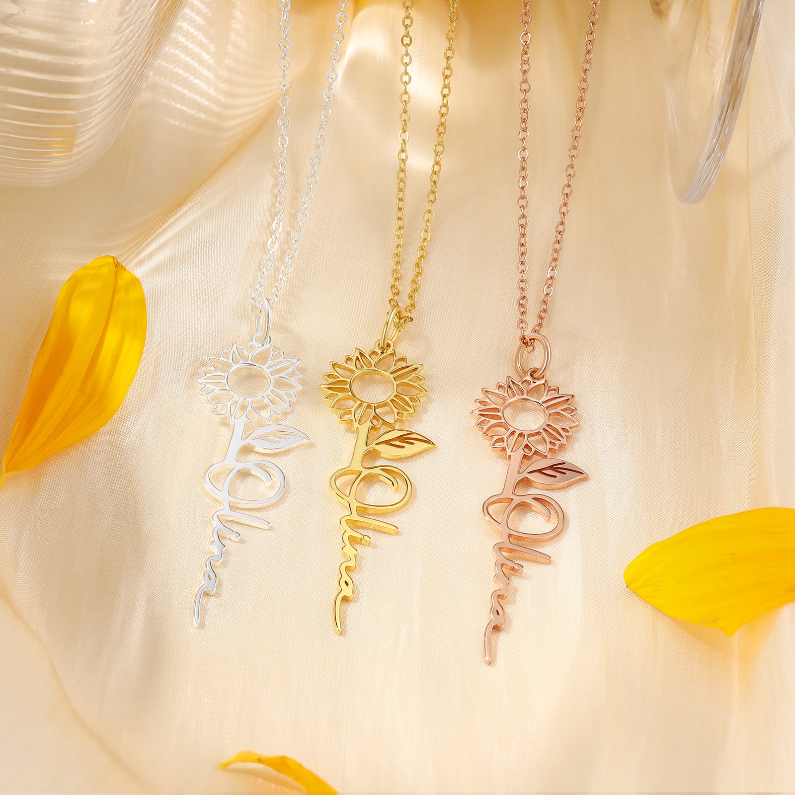 Crafted Sunflower Necklace in Exquisite Gold Finishes