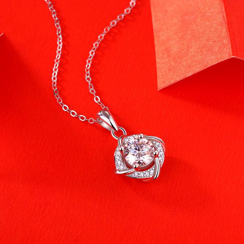 Stunning Moissanite CZ Rhombus Necklace in Solid 925 Sterling Silver