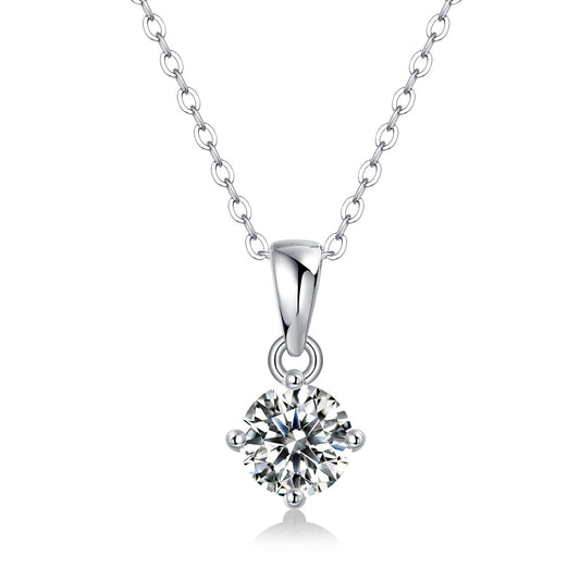 Wedding Four Claw Moissanite CZ 925 Sterling Silver Necklace Success