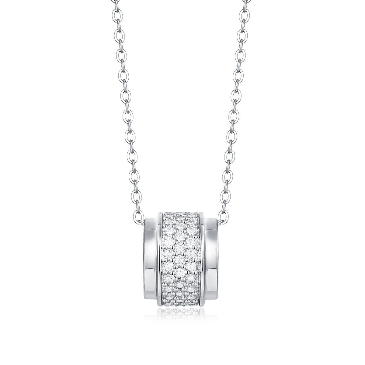 Lucky Bead Tube | Girl Moissanite CZ  925 Sterling Silver Necklace