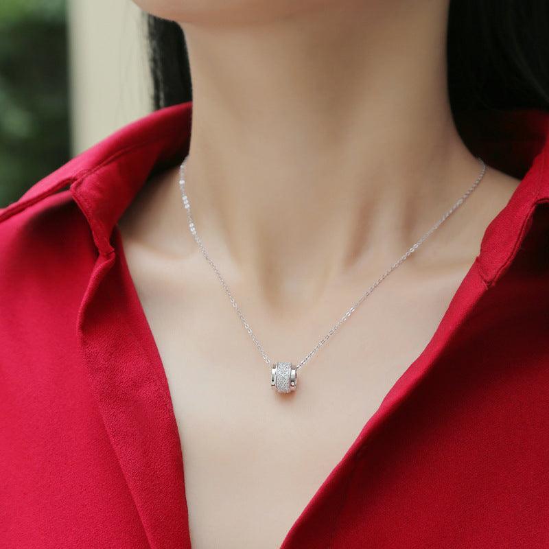 Lucky Bead Tube | Girl Moissanite CZ  925 Sterling Silver Necklace