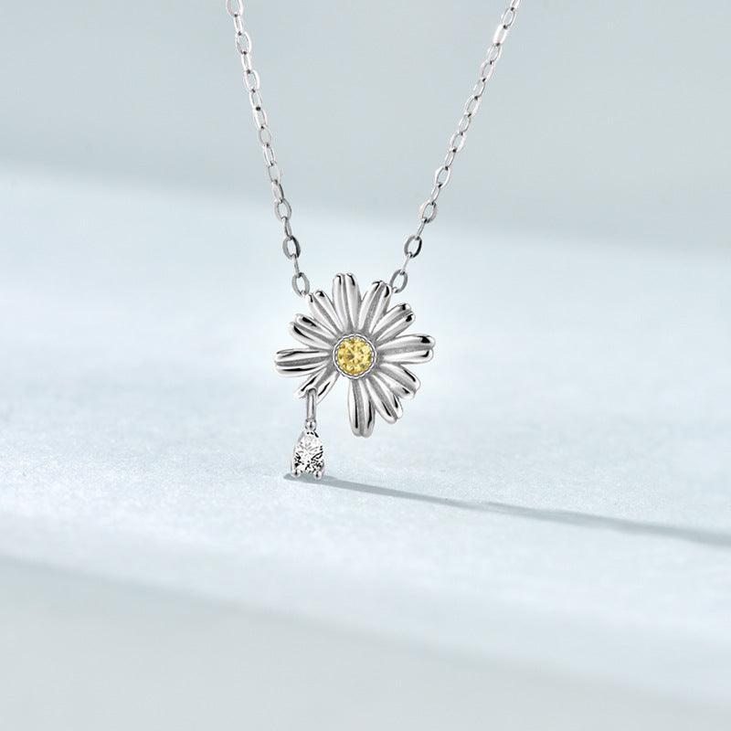 Products Summer Daisy Flower CZ 925 Sterling Silver Necklace
