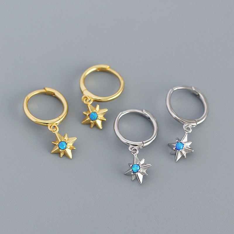 Graduation Created Opal Octagonal Star Hoop Earrings in Solid 925 Sterling Silver - Lightweight and Durable with 18K Gold or Rhodium Plating