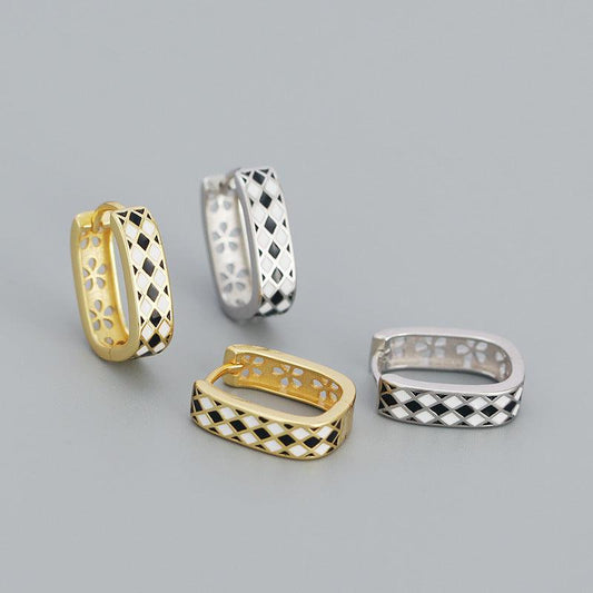 Earrings in 925 Sterling Silver with 18K Yellow Gold/Rhodium Plating - Perfect for Daily Wear