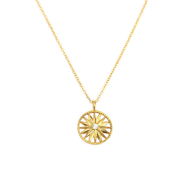 Shine Bright with Holiday CZ Sunshine Awn Star 925 Sterling Silver Necklace