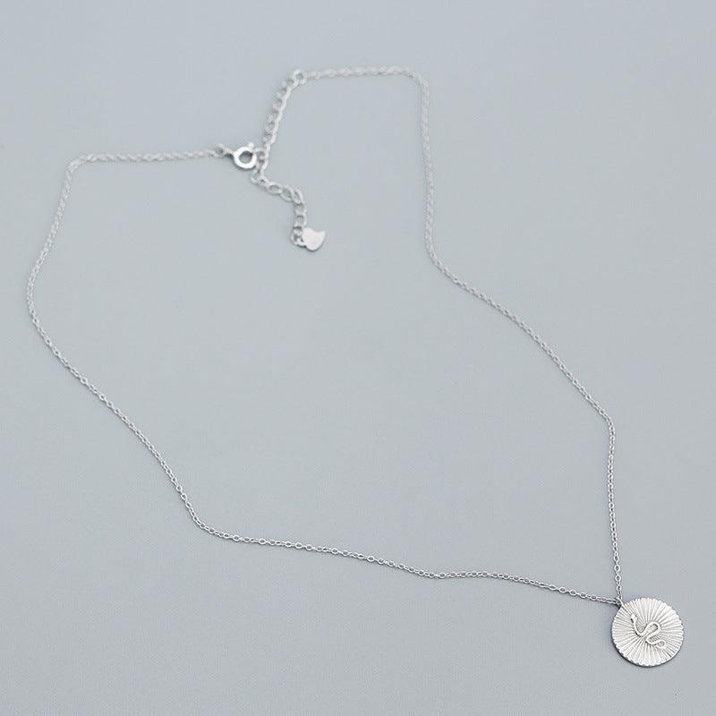 Modern Snake Animal Round Coin 925 Sterling Silver Necklace | Jewelry