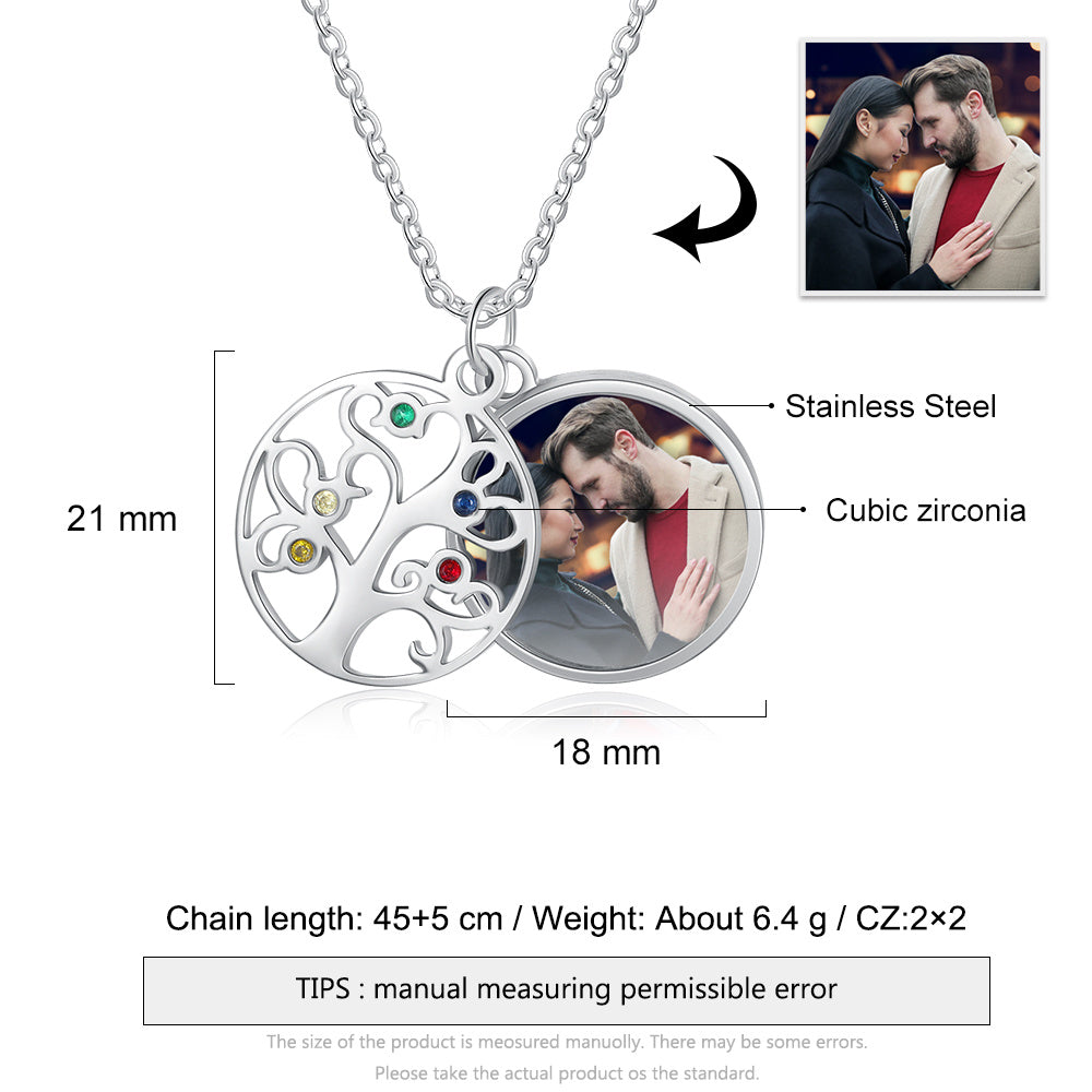 Personalized Stainless Steel Family Tree Necklace – Custom Engraved Jewelry