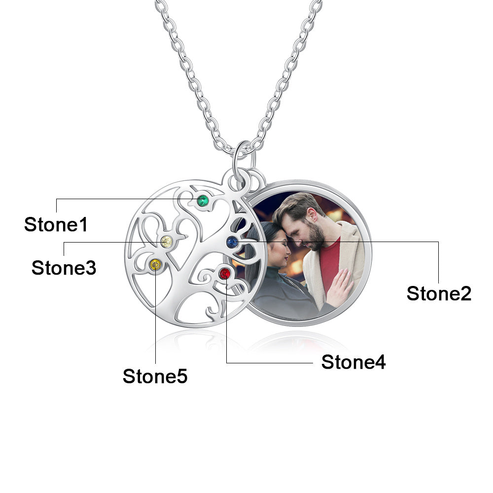 Personalized Stainless Steel Family Tree Necklace – Custom Engraved Jewelry