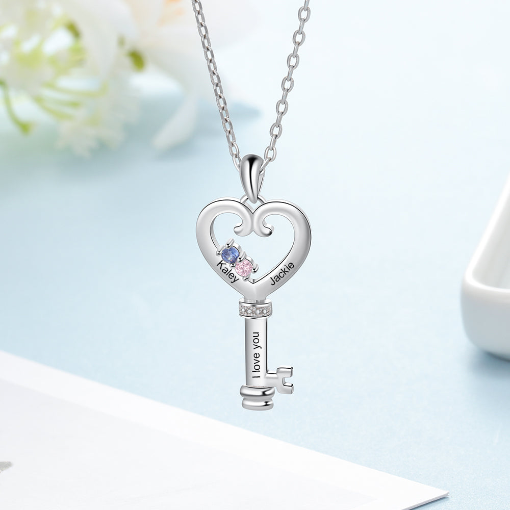 Custom Heart Shaped Key Necklace 