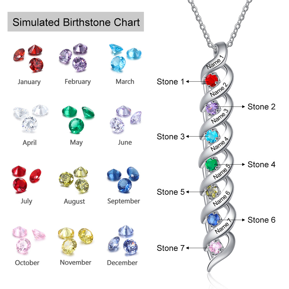 925 Sterling Silver Custom Birthstone Necklace - Jewelry Ely
