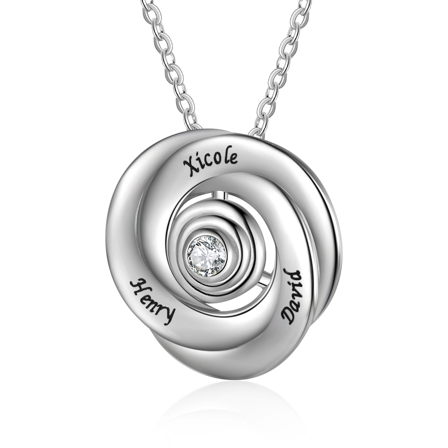 Personalized White Gold Plated Circle Necklace - Custom Copper Jewelry